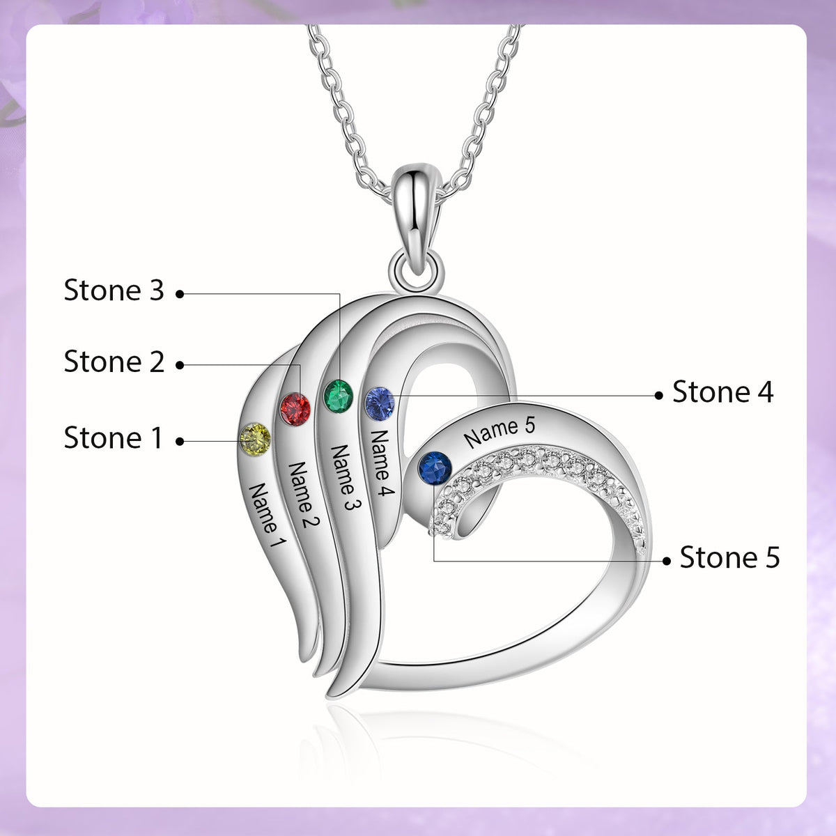 925 Sterling silver Custom Birthstone necklace