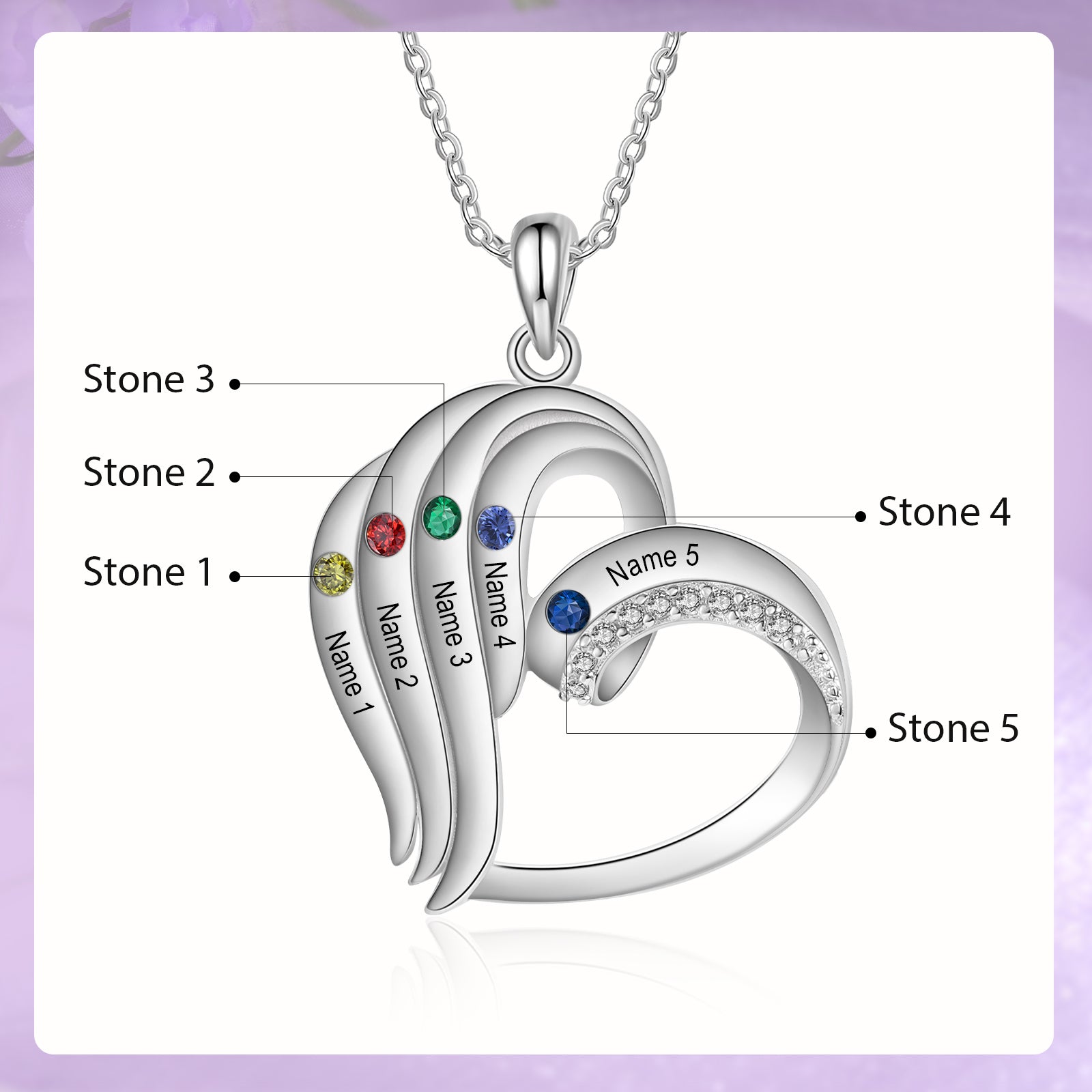 925 Sterling silver Custom Birthstone necklace