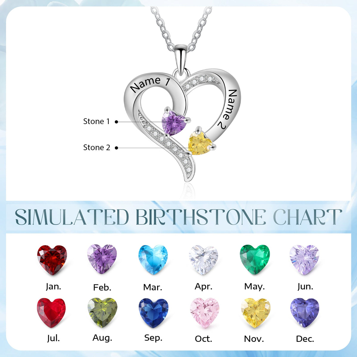 925 Sterling silver Custom Birthstone necklace