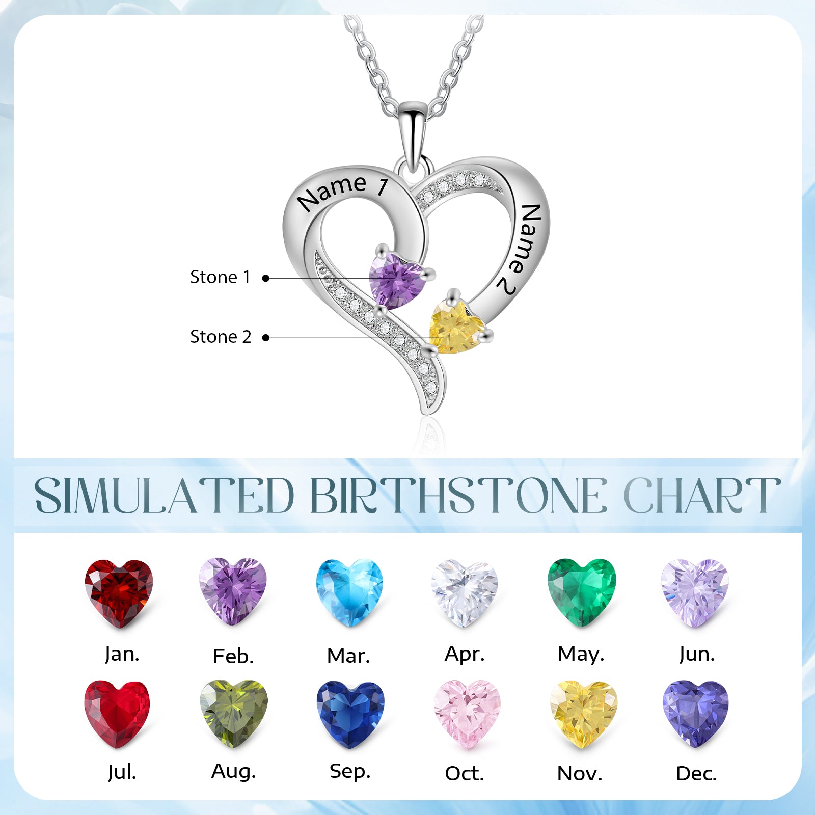 925 Sterling silver Custom Birthstone necklace
