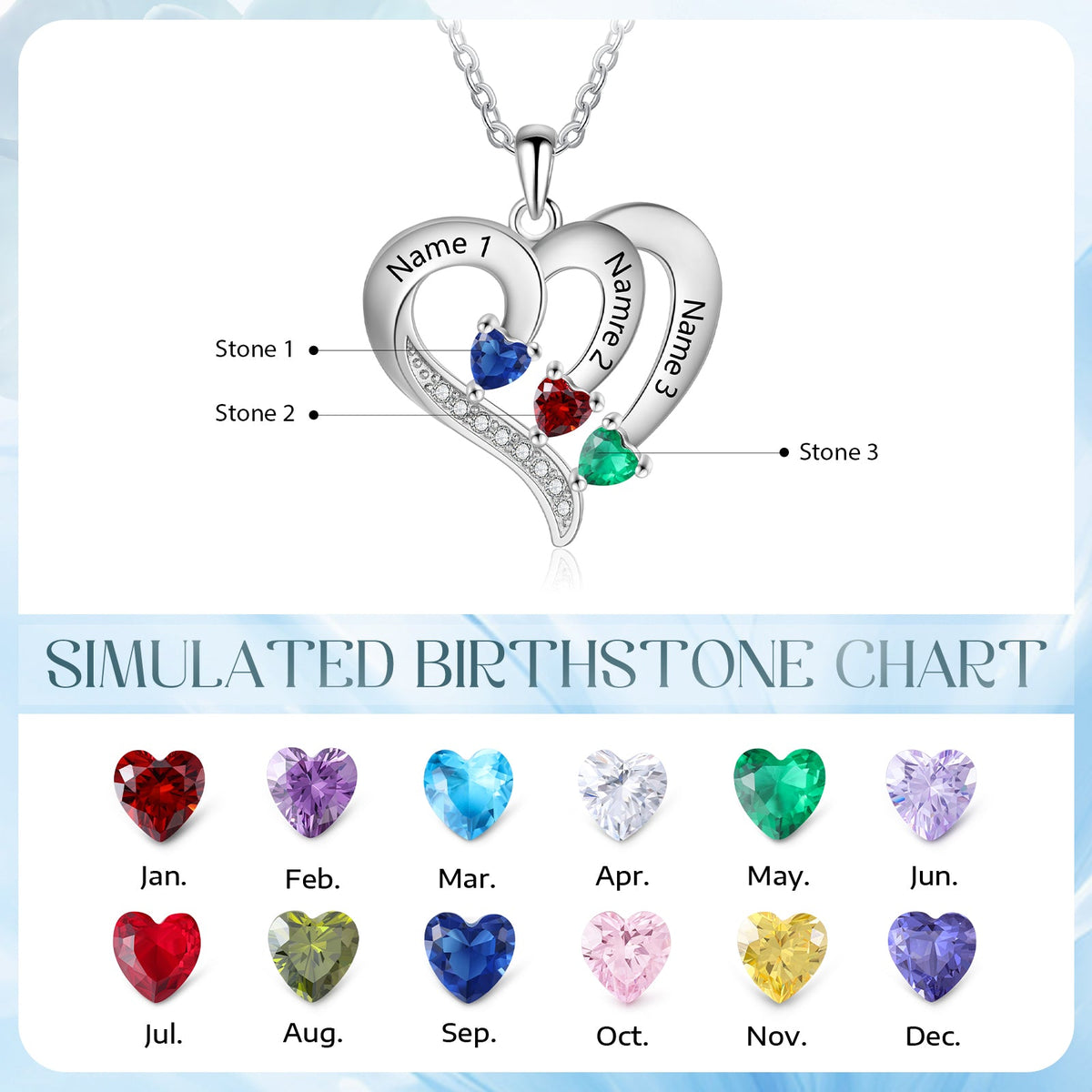 925 Sterling silver Custom Birthstone necklace
