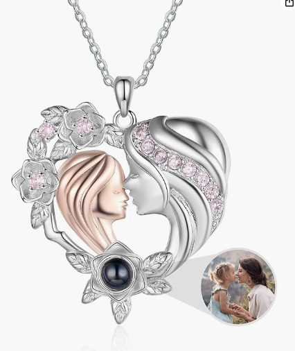 Custom Photo Projection Necklace with Mother and Daughter