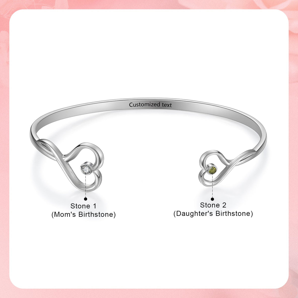 Custom Birthstone Heart Bangle