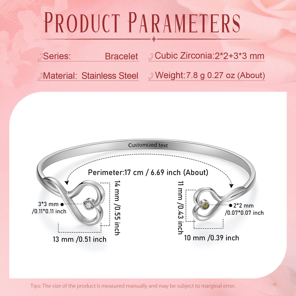 Custom Birthstone Heart Bangle