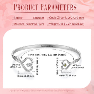 Custom Birthstone Heart Bangle