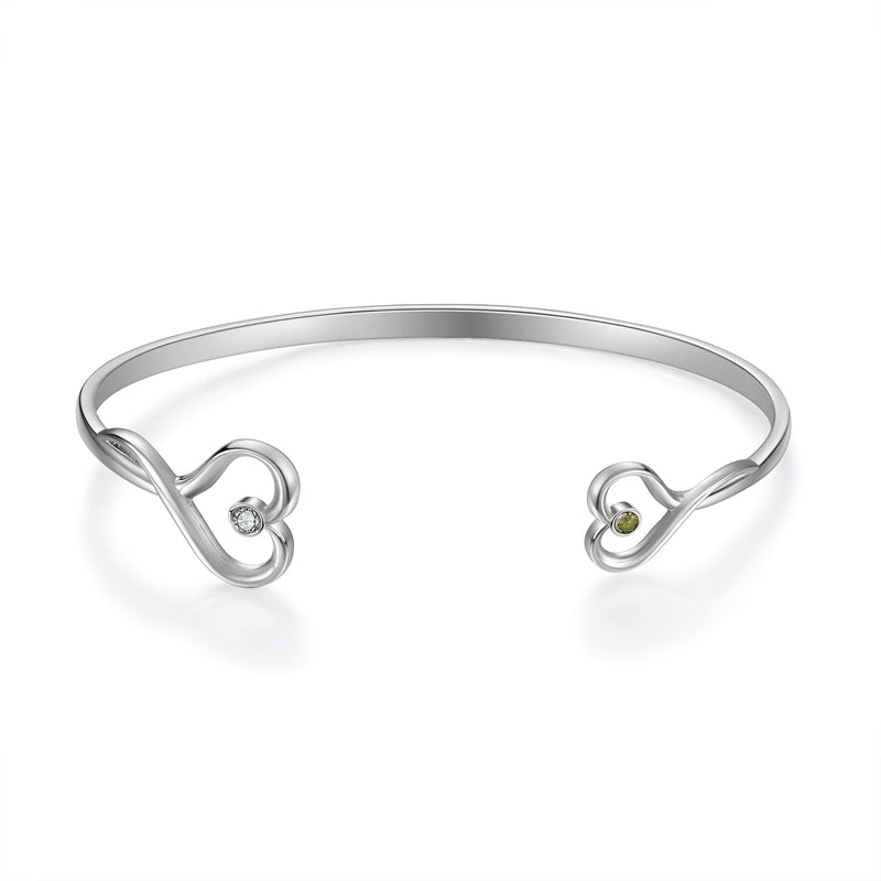 Custom Birthstone Heart Bangle