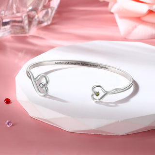 Custom Birthstone Heart Bangle