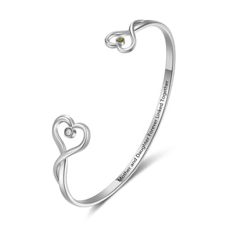 Custom Birthstone Heart Bangle
