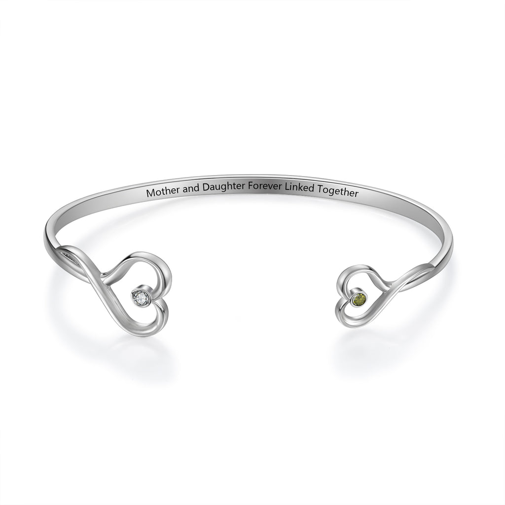 Custom Birthstone Heart Bangle