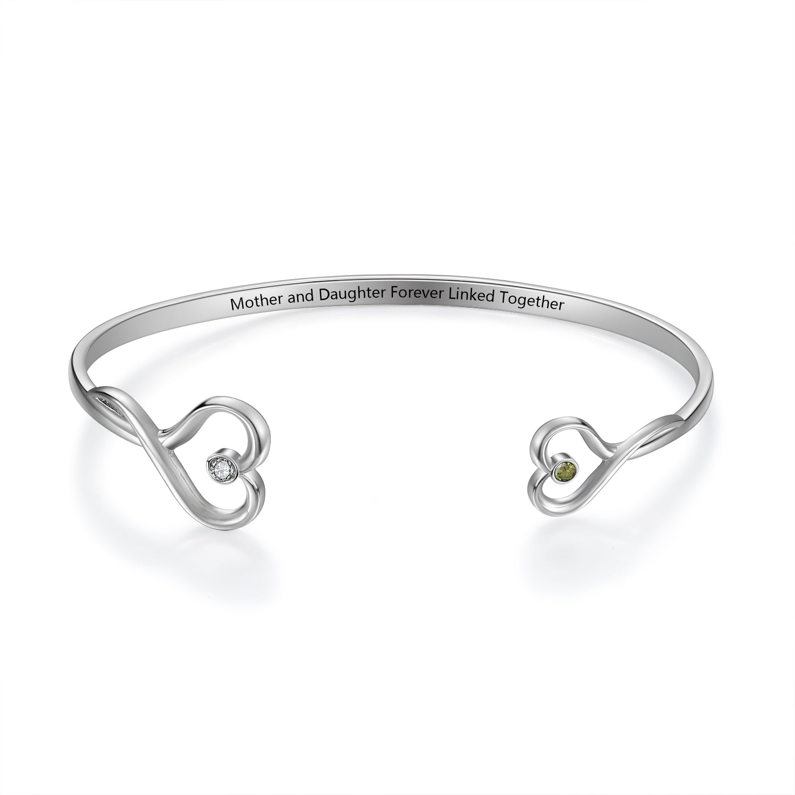 Custom Birthstone Heart Bangle