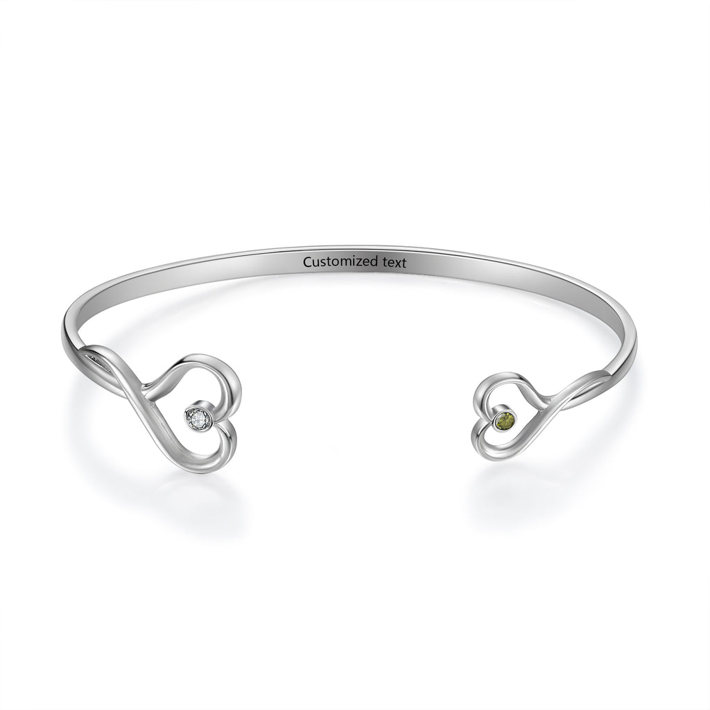 Custom Birthstone Heart Bangle