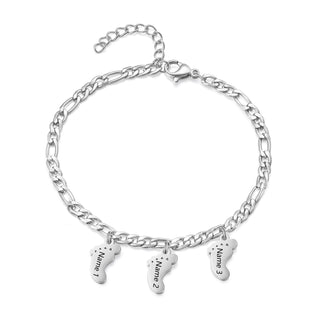 Engraved Name Feet pendant Bracelet