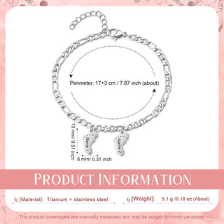 Engraved Name Feet pendant Bracelet