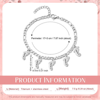 Engraved Name Feet pendant Bracelet