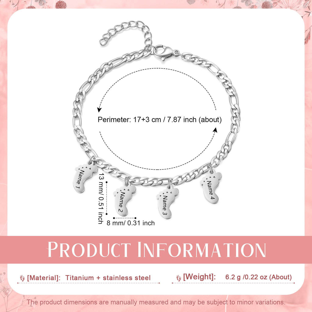 Engraved Name Feet pendant Bracelet