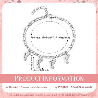 Engraved Name Feet pendant Bracelet
