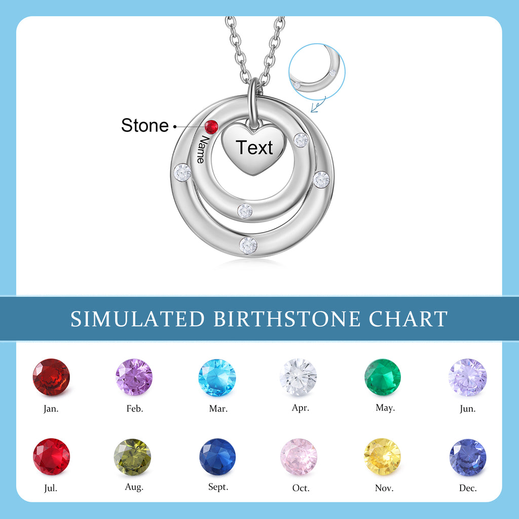 Custom birthstone circles necklace