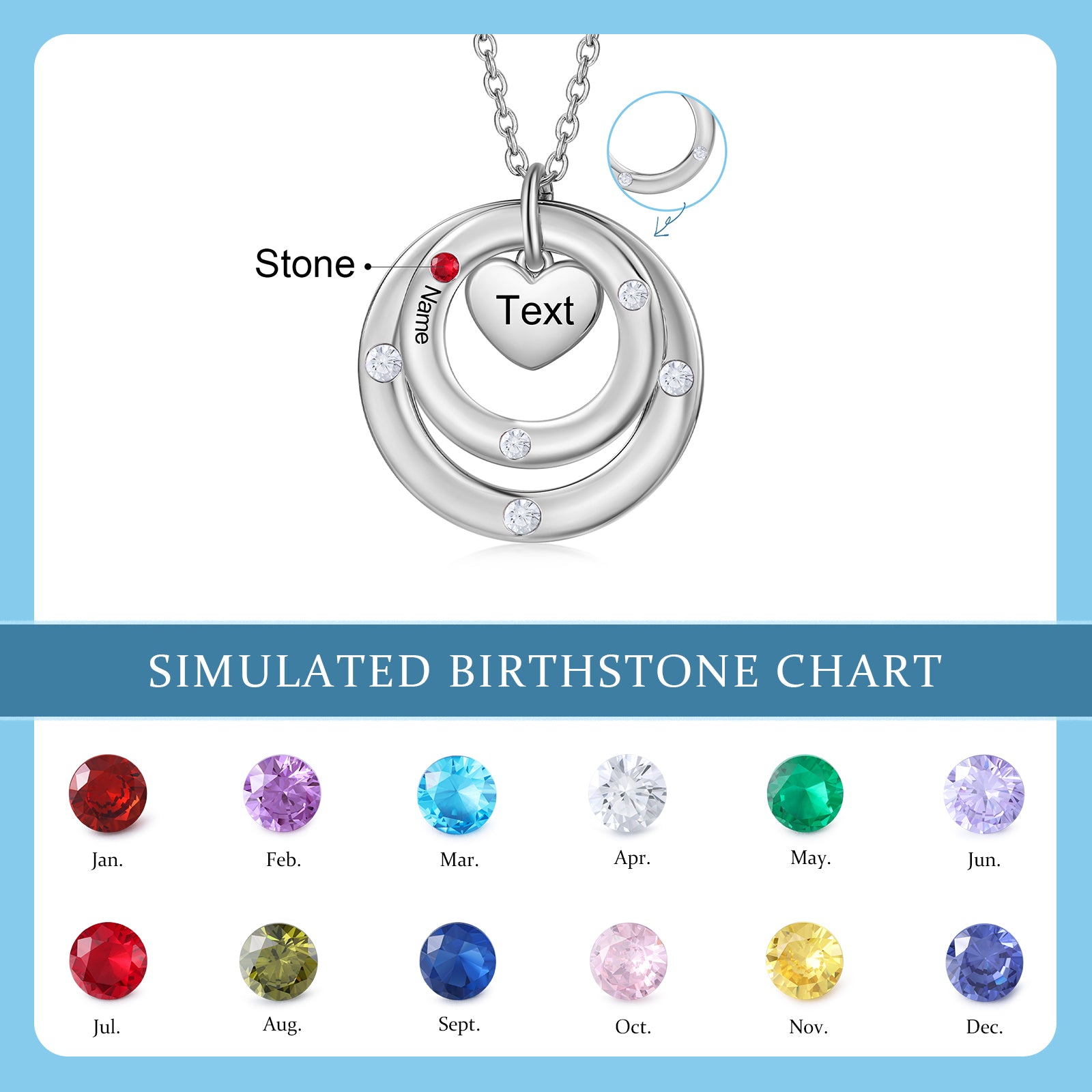 Custom birthstone circles necklace