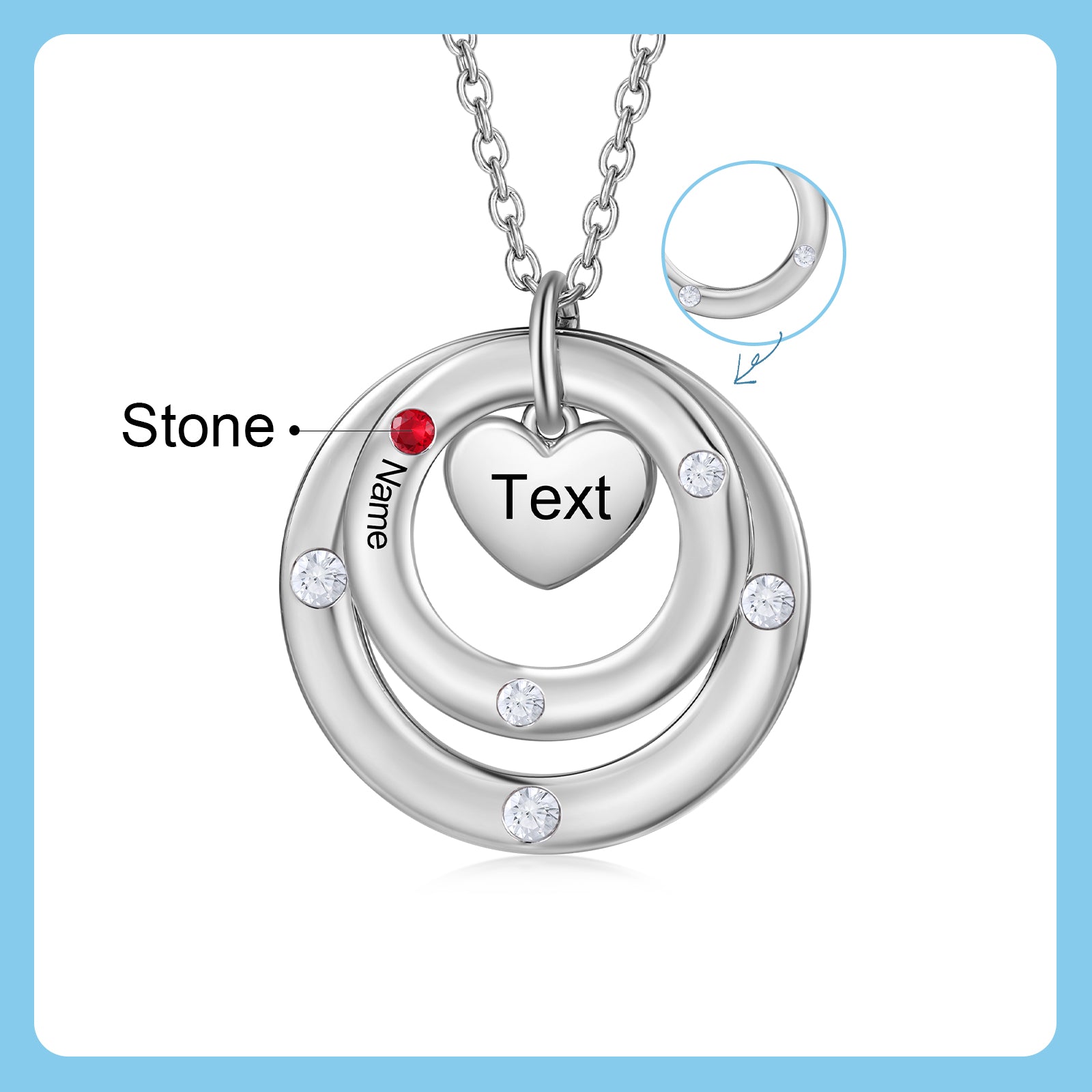 Custom birthstone circles necklace