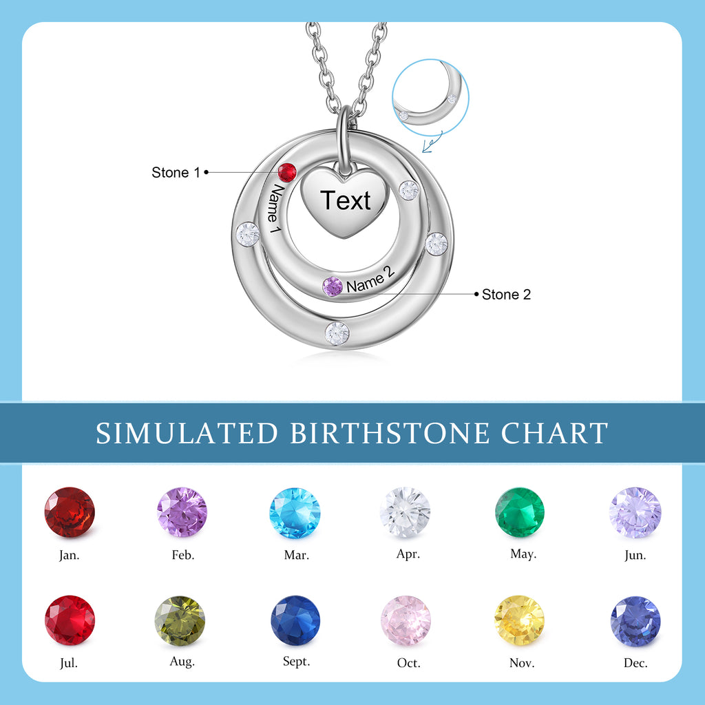 Custom birthstone circles necklace