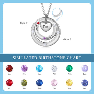 Custom birthstone circles necklace