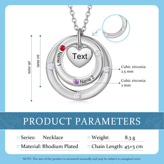 Custom birthstone circles necklace