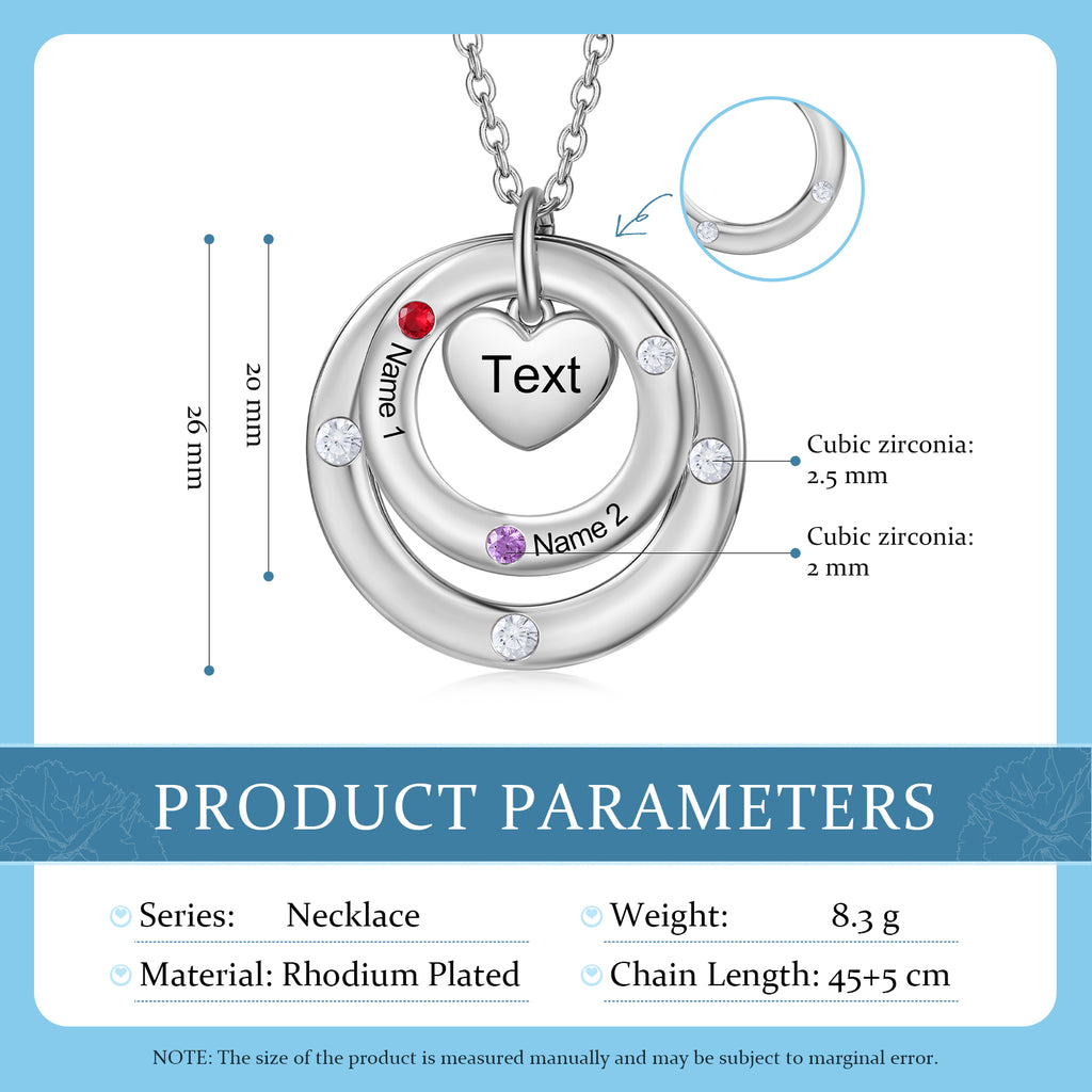 Custom birthstone circles necklace