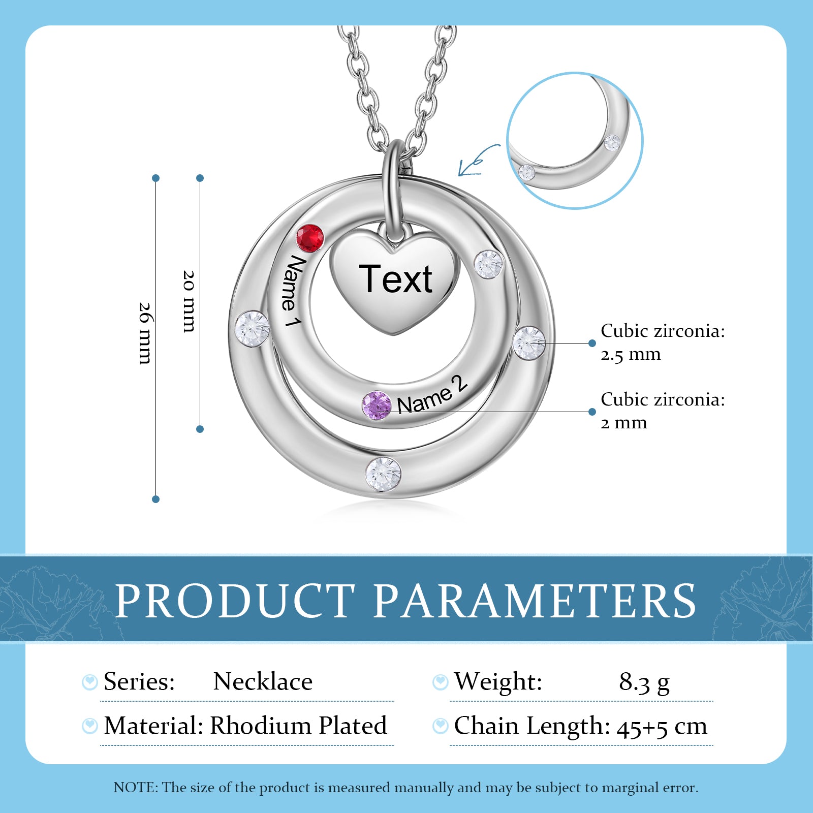 Custom birthstone circles necklace