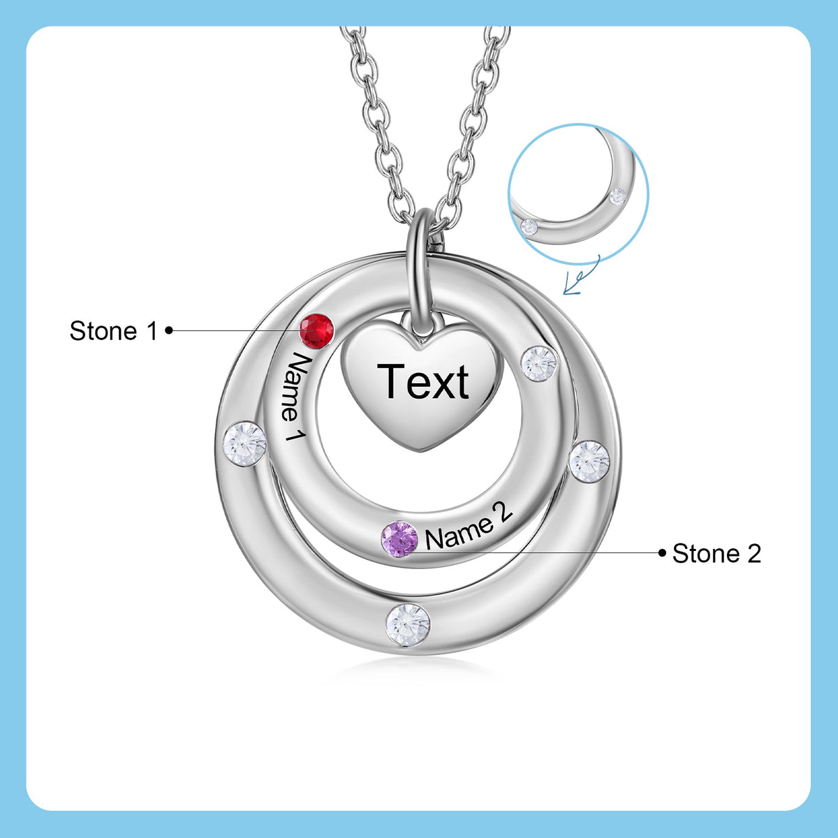 Custom birthstone circles necklace