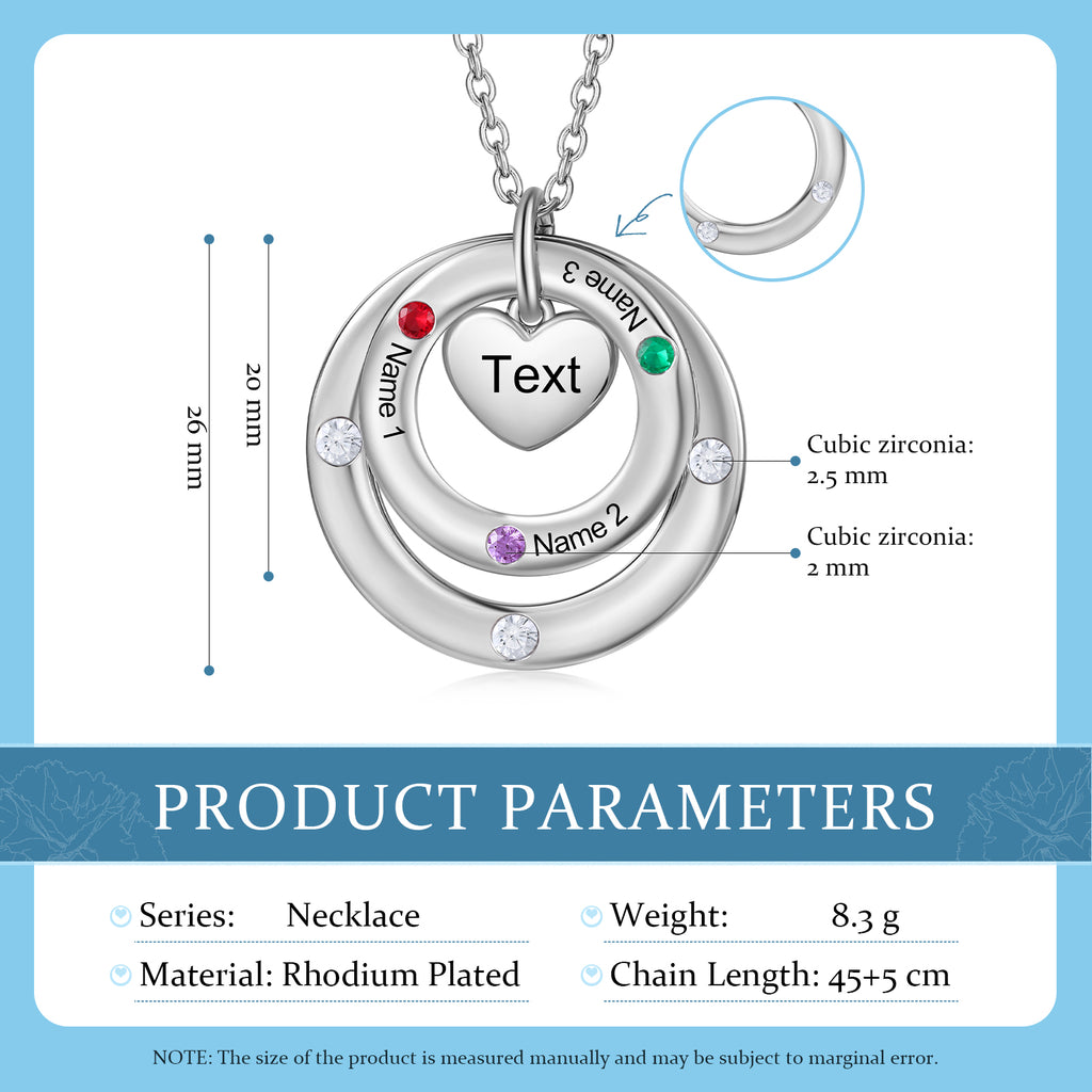 Custom birthstone circles necklace