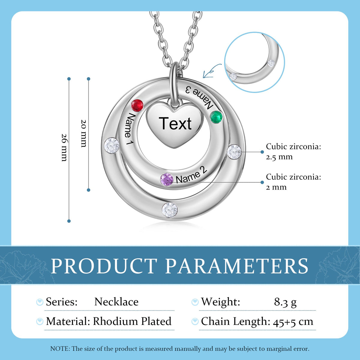 Custom birthstone circles necklace