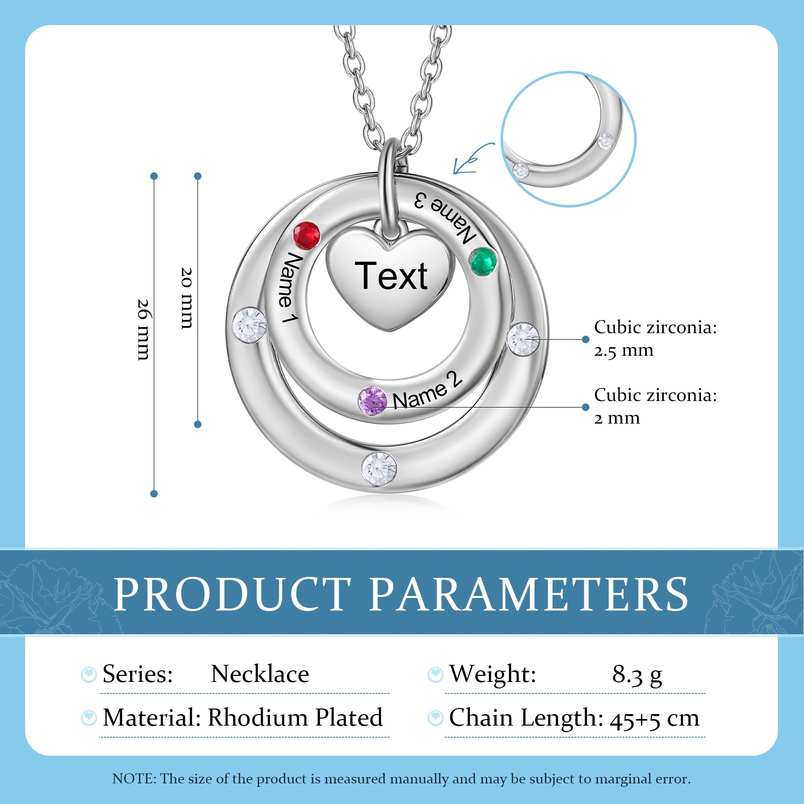 Custom birthstone circles necklace