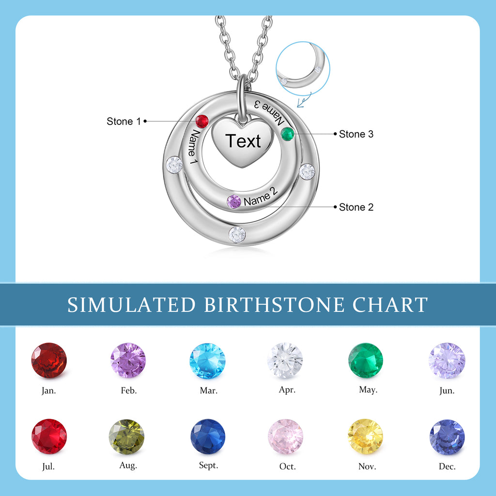 Custom birthstone circles necklace