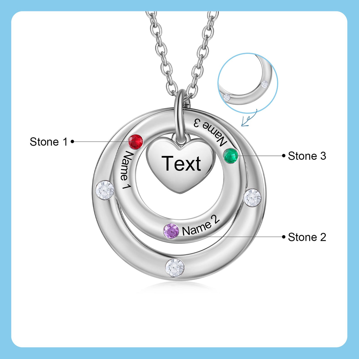 Custom birthstone circles necklace