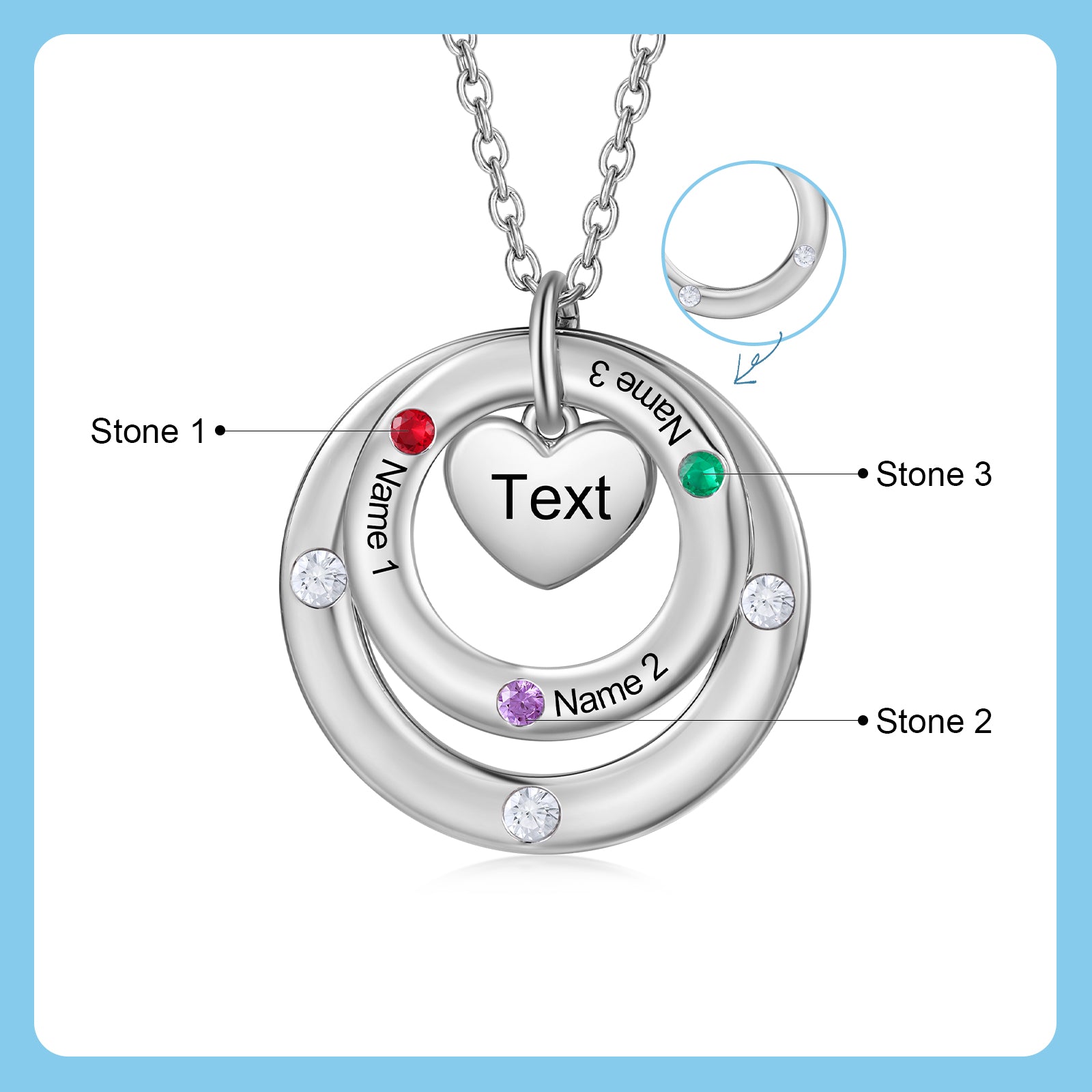 Custom birthstone circles necklace