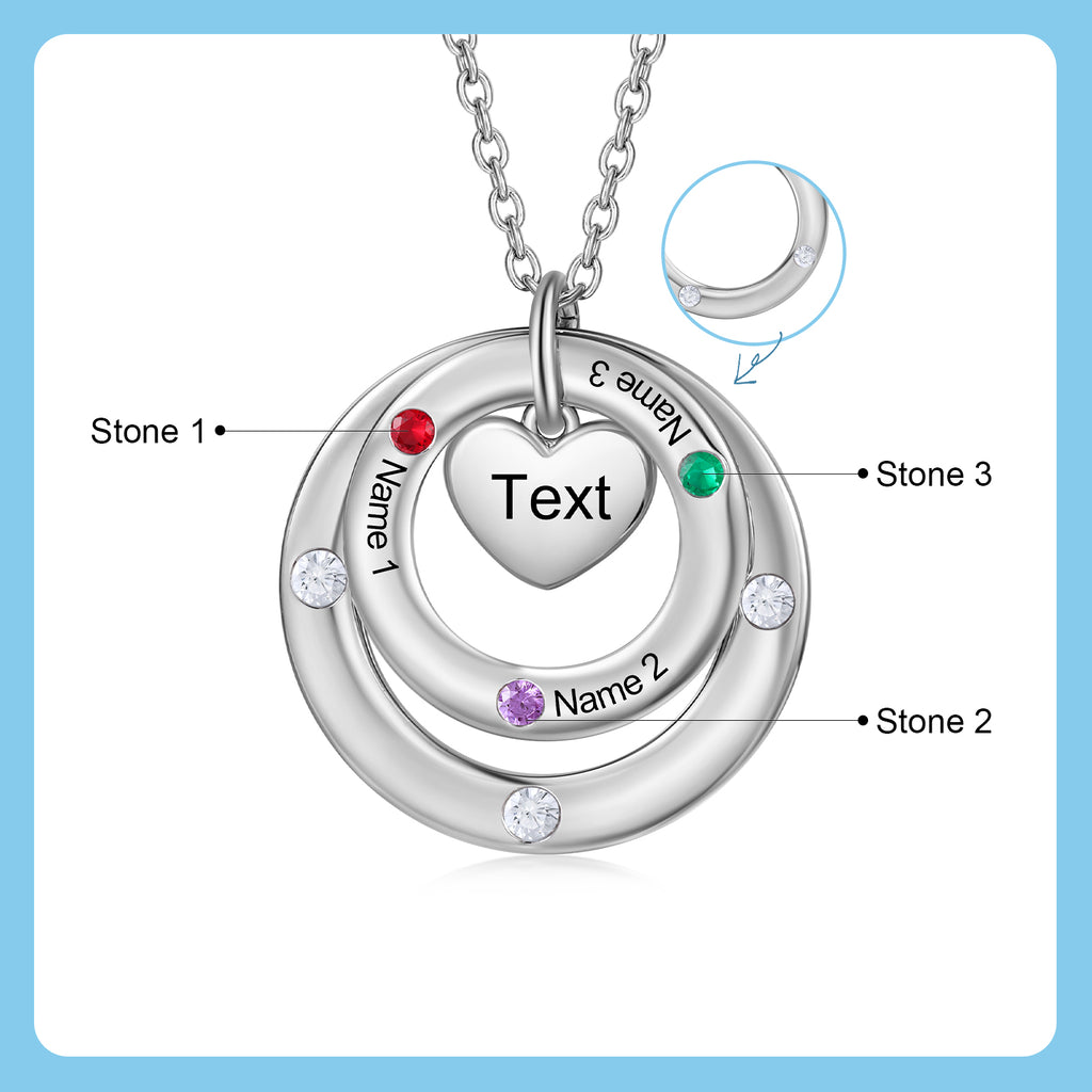 Custom birthstone circles necklace