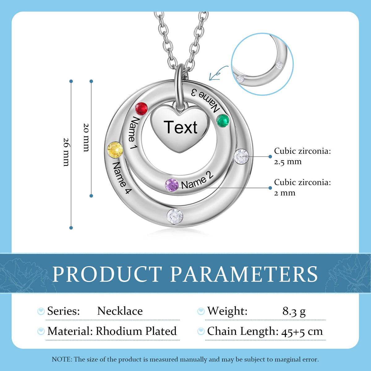 Custom birthstone circles necklace