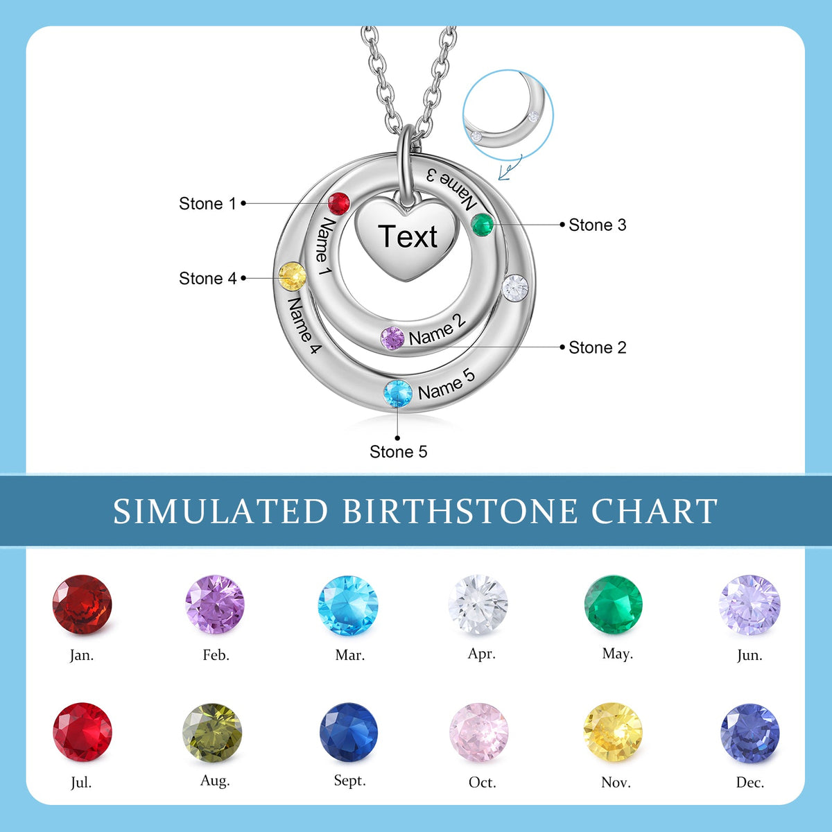 Custom birthstone circles necklace