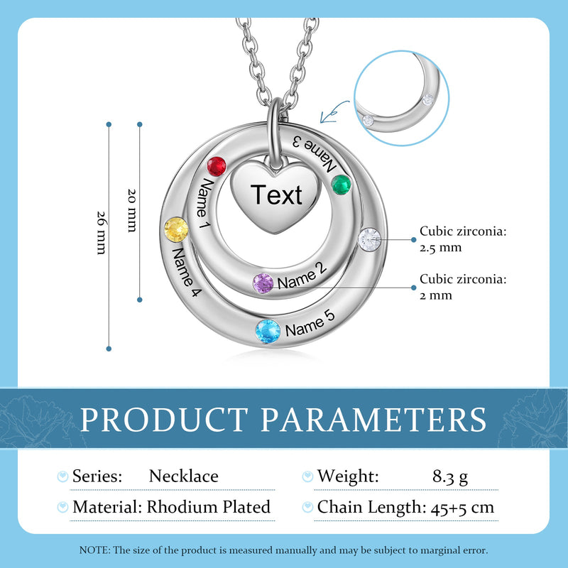 Custom birthstone circles necklace