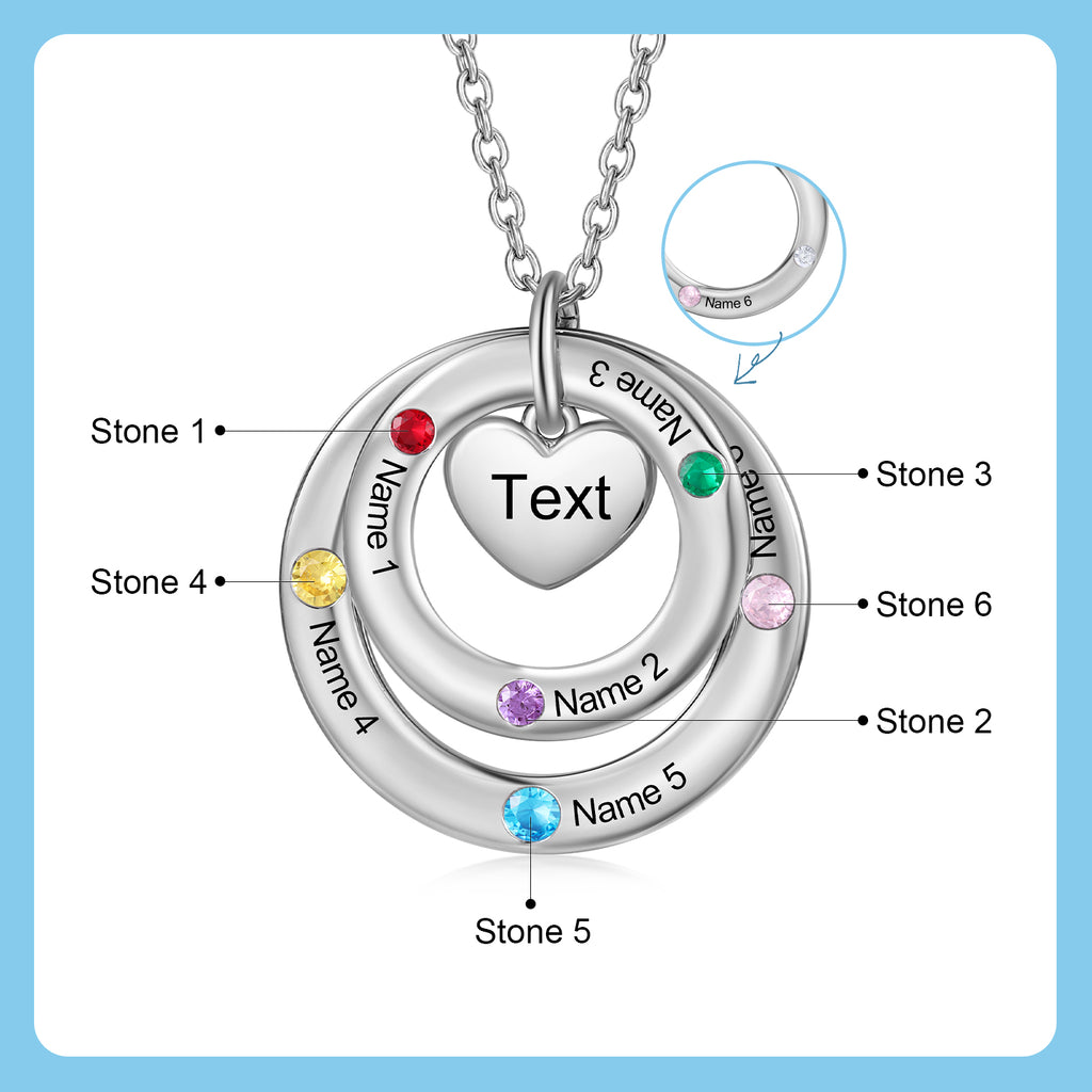Custom birthstone circles necklace