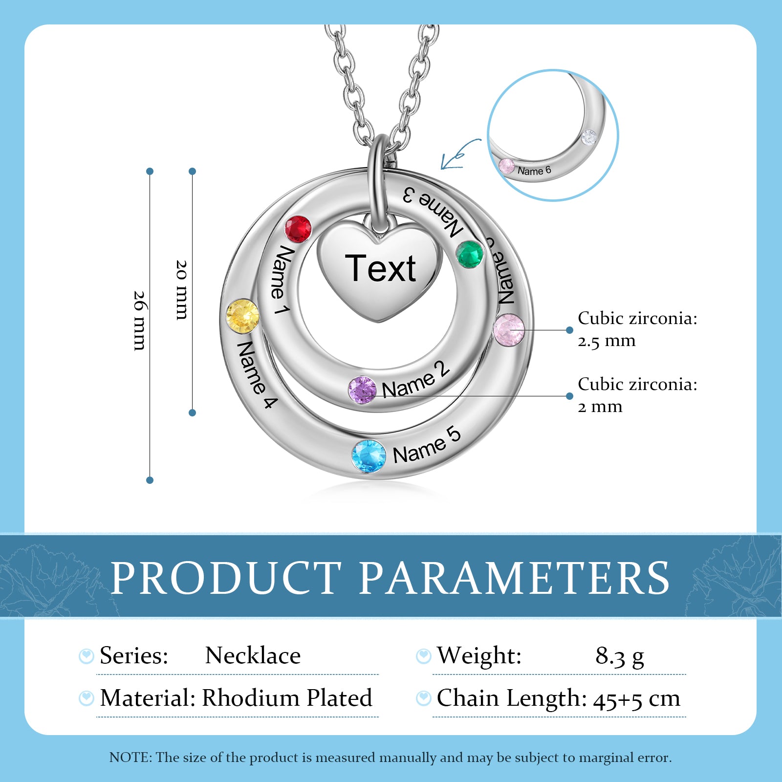 Custom birthstone circles necklace