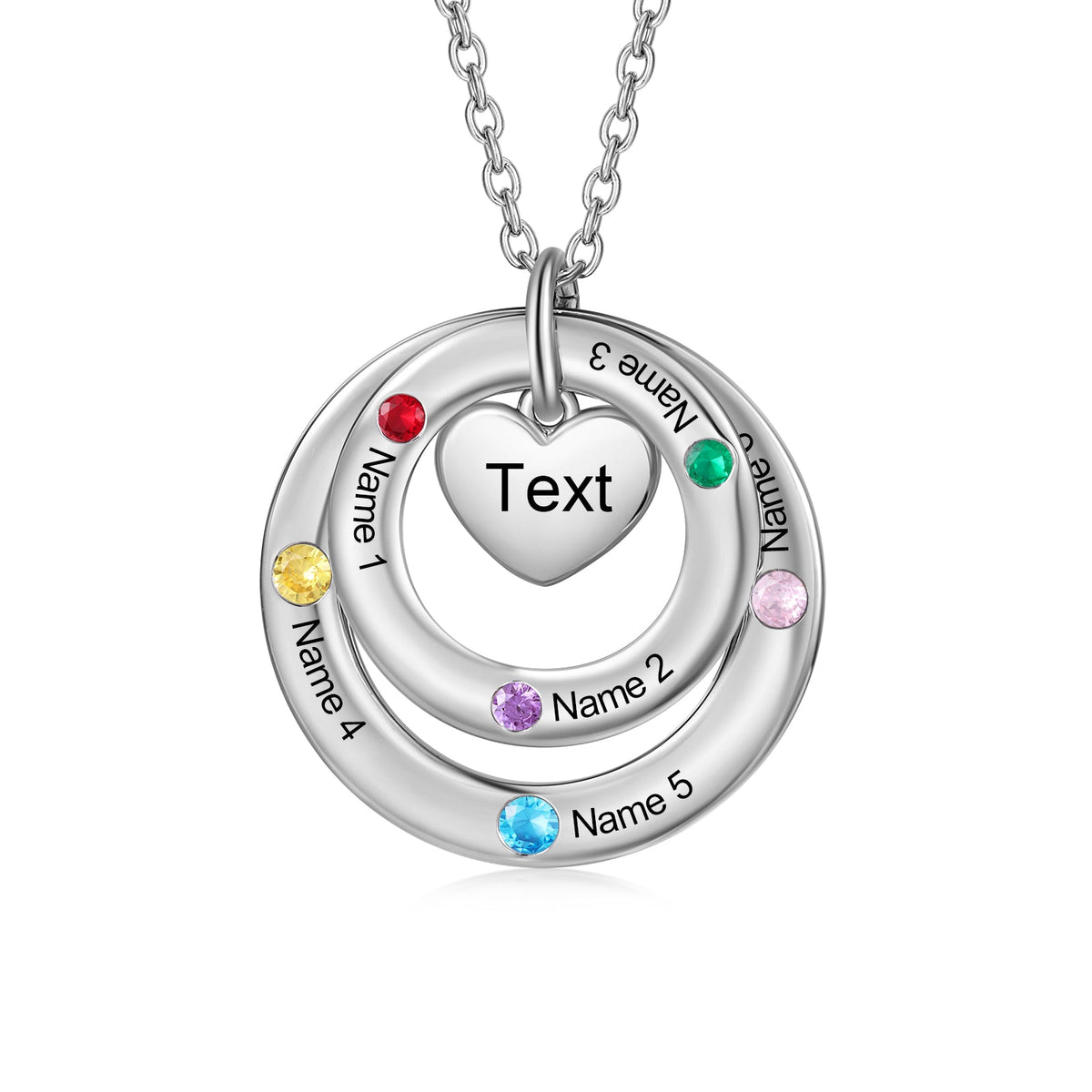 Custom birthstone circles necklace