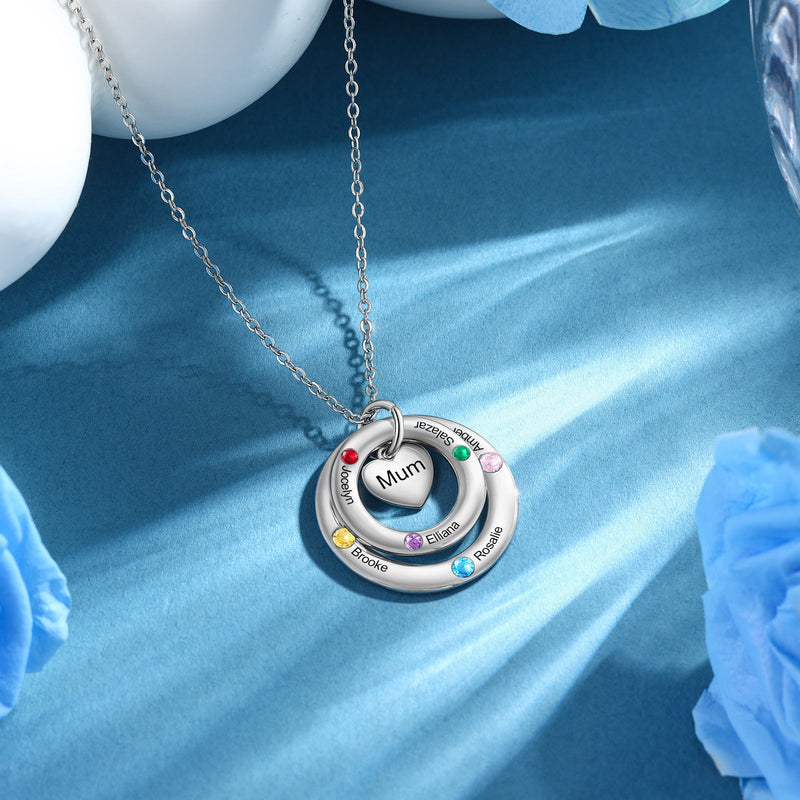 Custom birthstone circles necklace