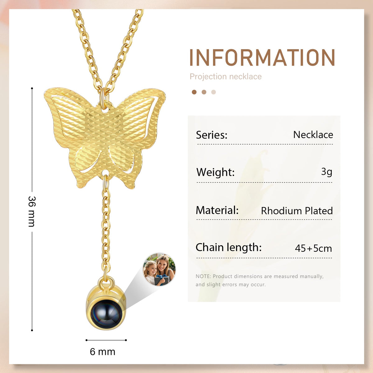Custom Photo Projection Necklace