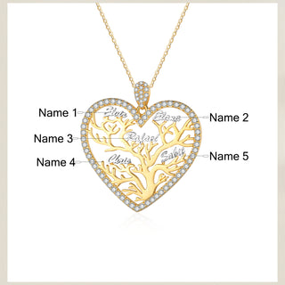 Custom Heart Tree Name Necklace