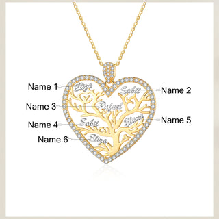 Custom Heart Tree Name Necklace