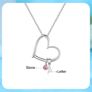 Customized Letter Heart Birthstone Necklace