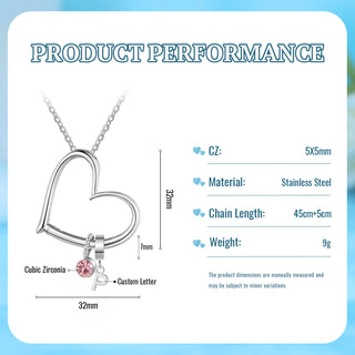 Customized Letter Heart Birthstone Necklace