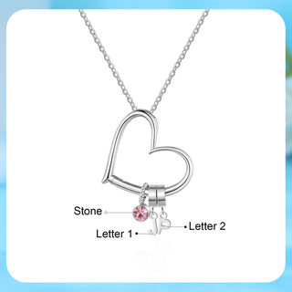 Customized Letter Heart Birthstone Necklace