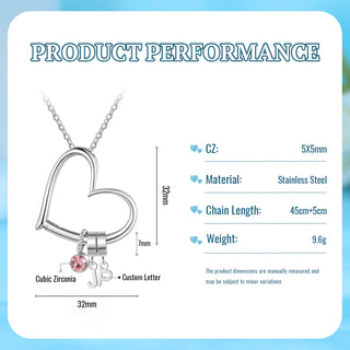Customized Letter Heart Birthstone Necklace